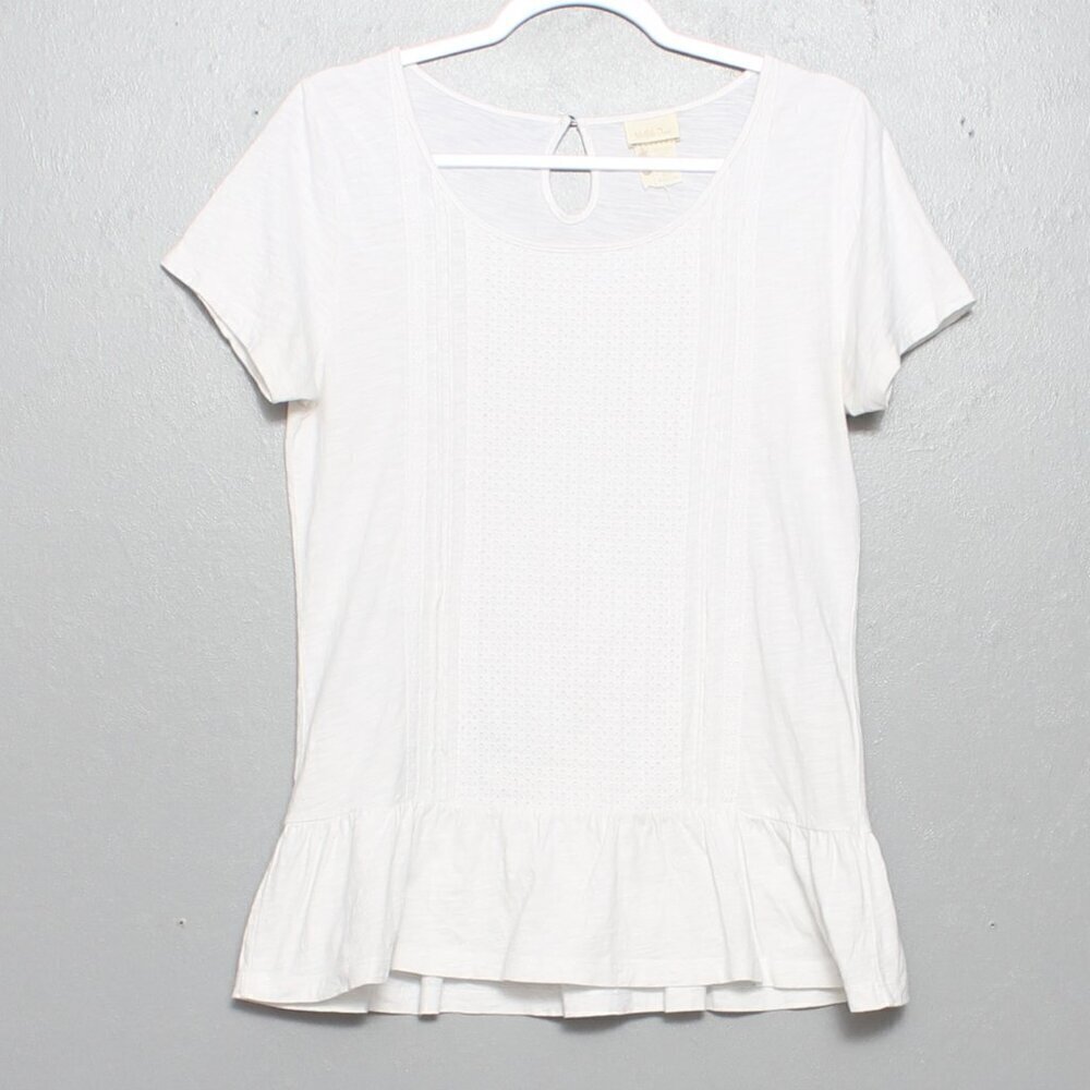 Matilda Jane white ruffle eyelet short sleeve peplum top